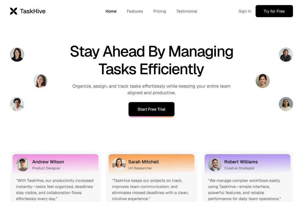 TaskHive- Testimonial Page - 1