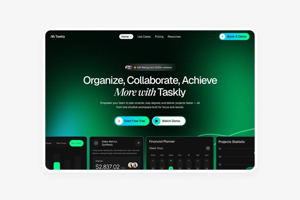 Taskly - SaaS Figma Header