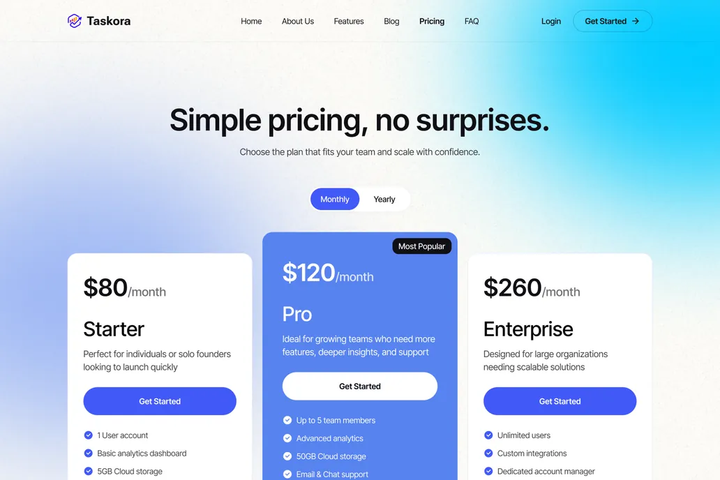 TaskOra- Pricing Page - 1