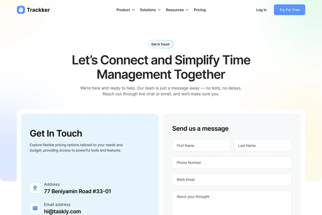 Trackker- Ai Powered web app, Contact us - 1