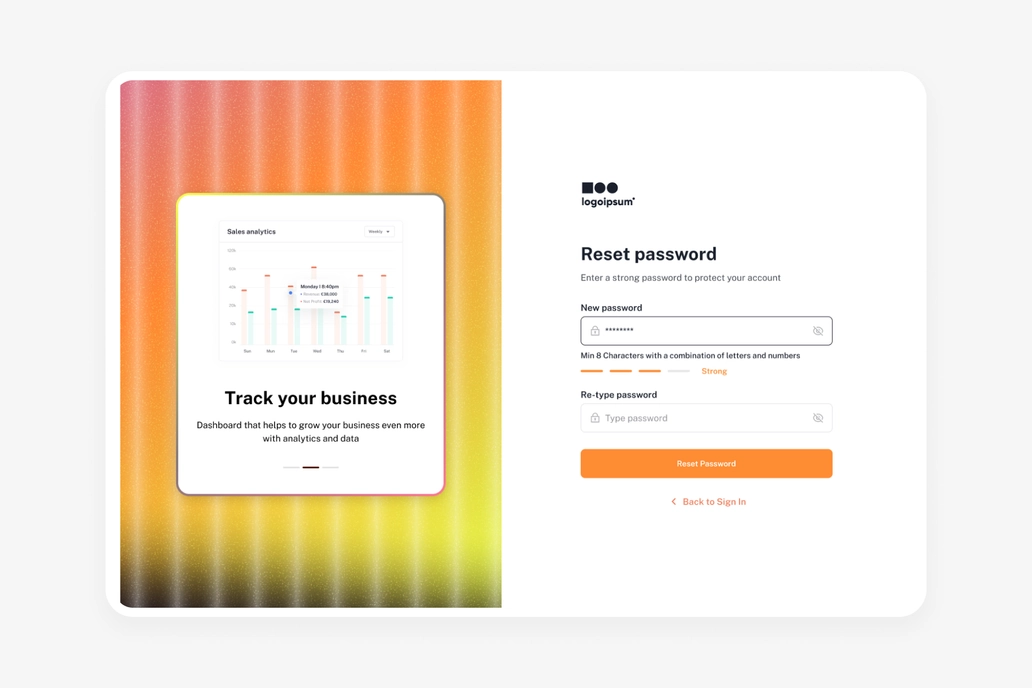 Type Password Dashboard UI