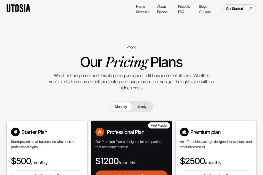 Utosia- Pricing Page - 1