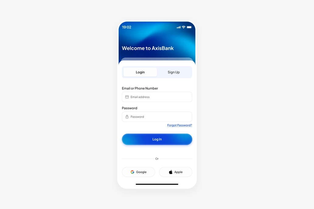 Banking App Login Screen UI