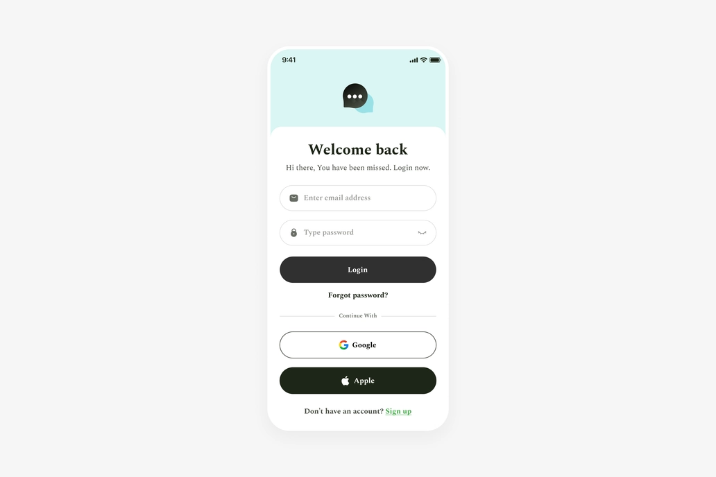 Communication App Login Screen UI