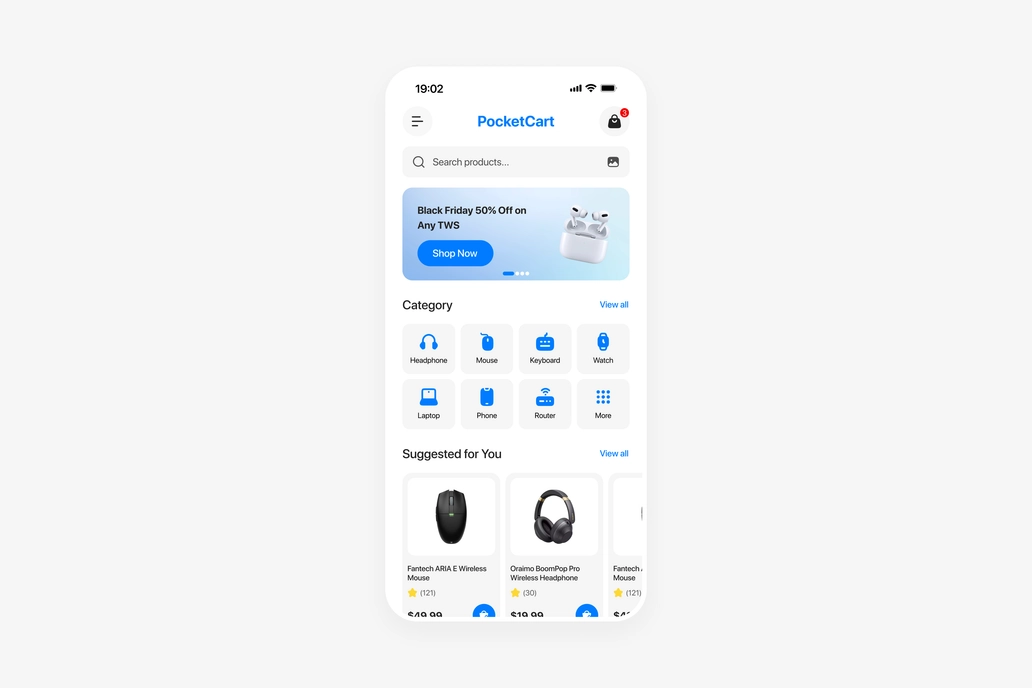 Ecommerce App Home Screen UI