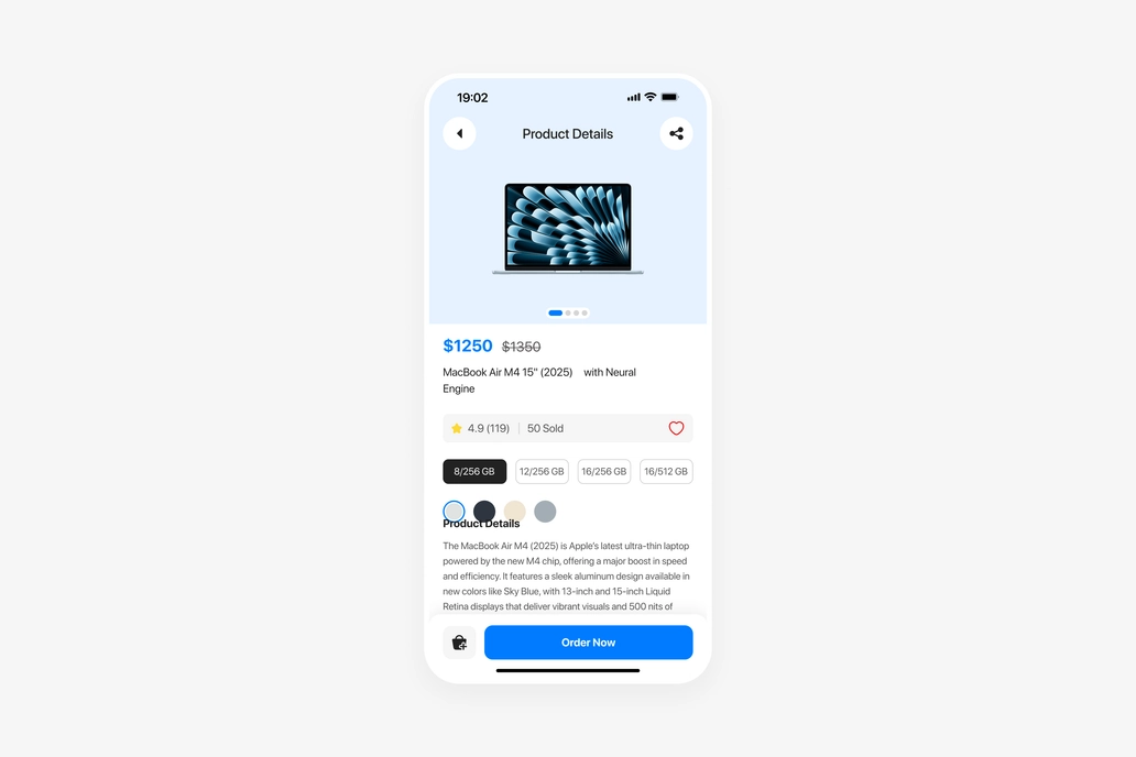 Ecommerce App Product Details Screen UI