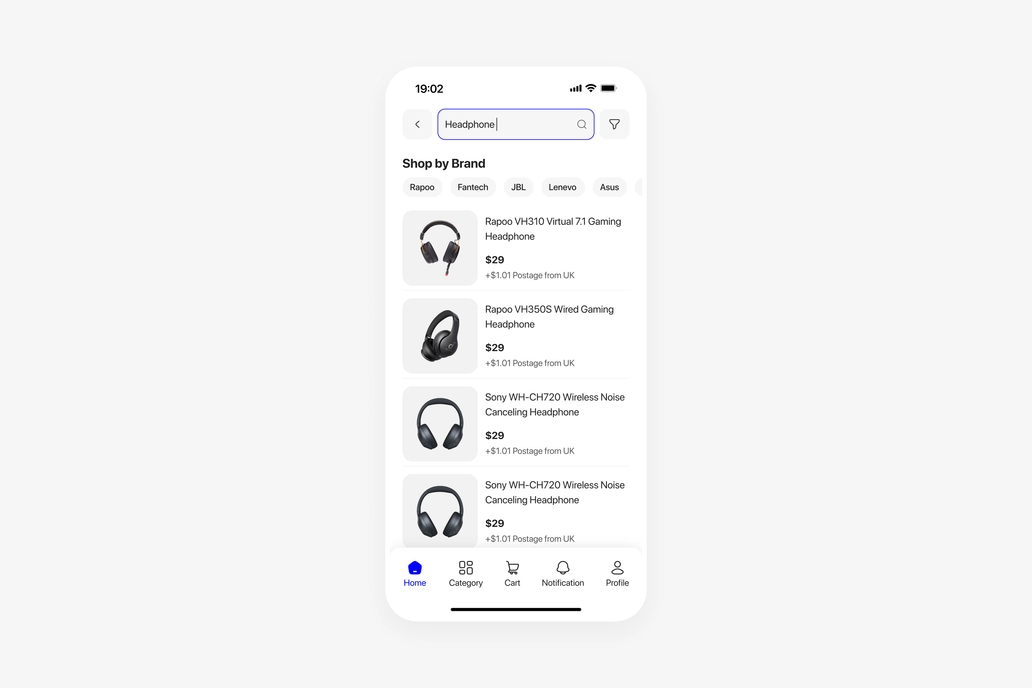 Ecommerce App Search Screen UI