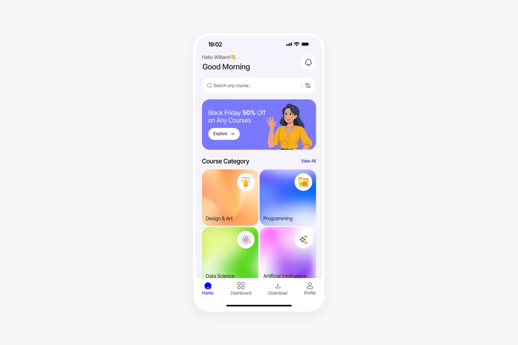 E-Learning App Home UI