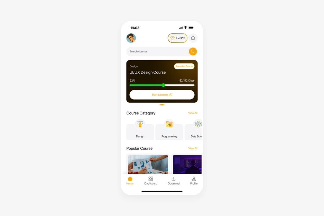E-Learning App Home UI