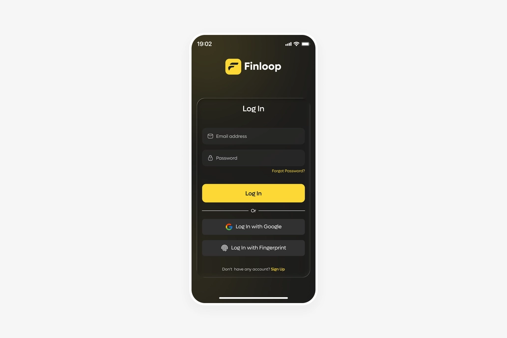 Fintech App Login Screen UI