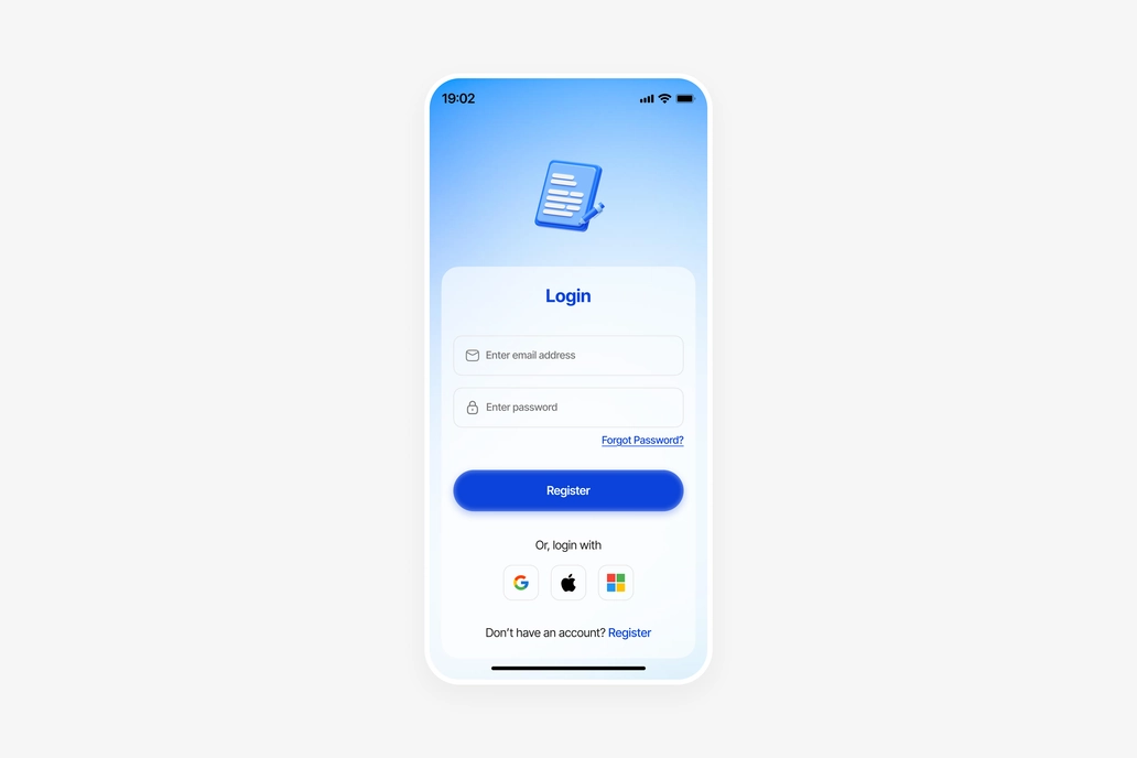 Fintech App Login Screen UI