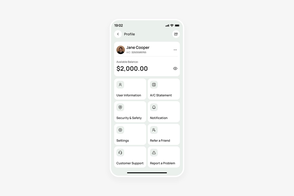 Fintech App User Profile UI