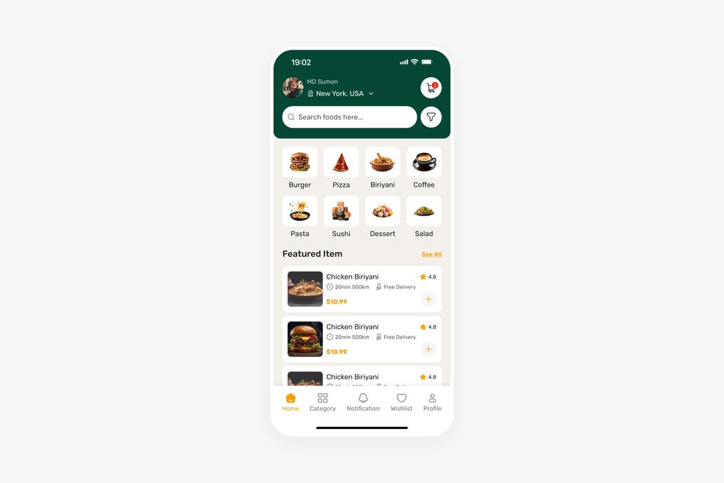 Food App Home UI