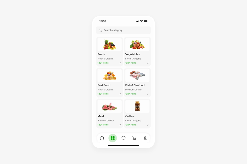 Grocery App Category Screen UI