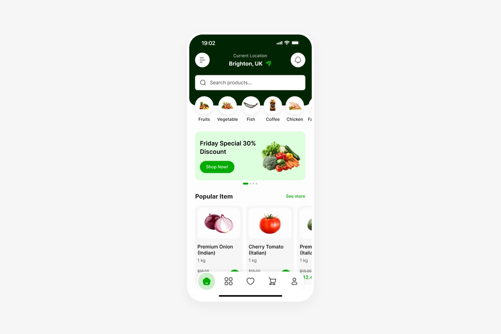 Grocery App Home Screen UI