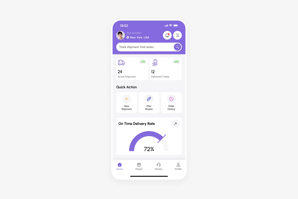 Logistics App Home UI