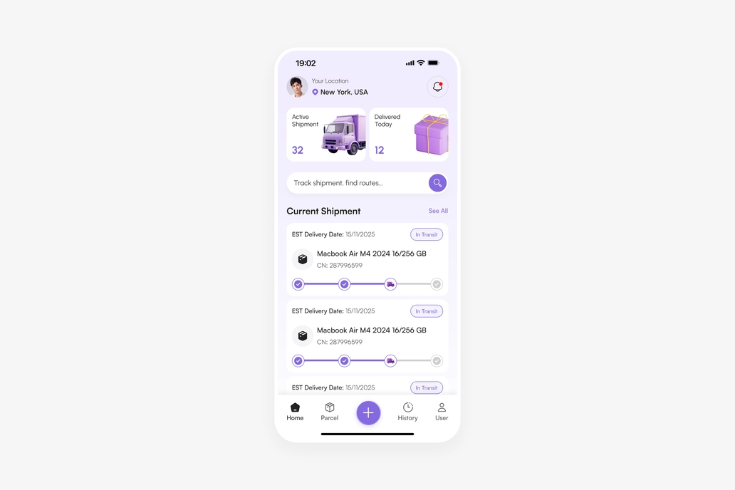 Logistics App Home UI