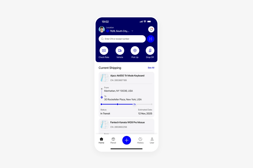 Logistics or Courier App UI