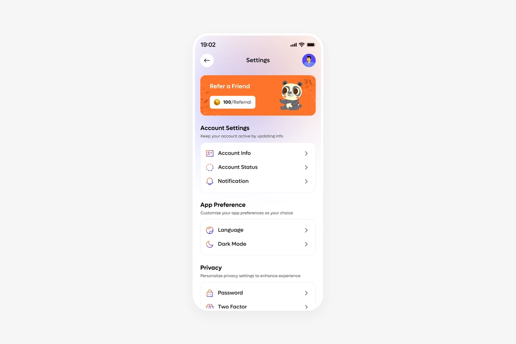 Setting Screen UI