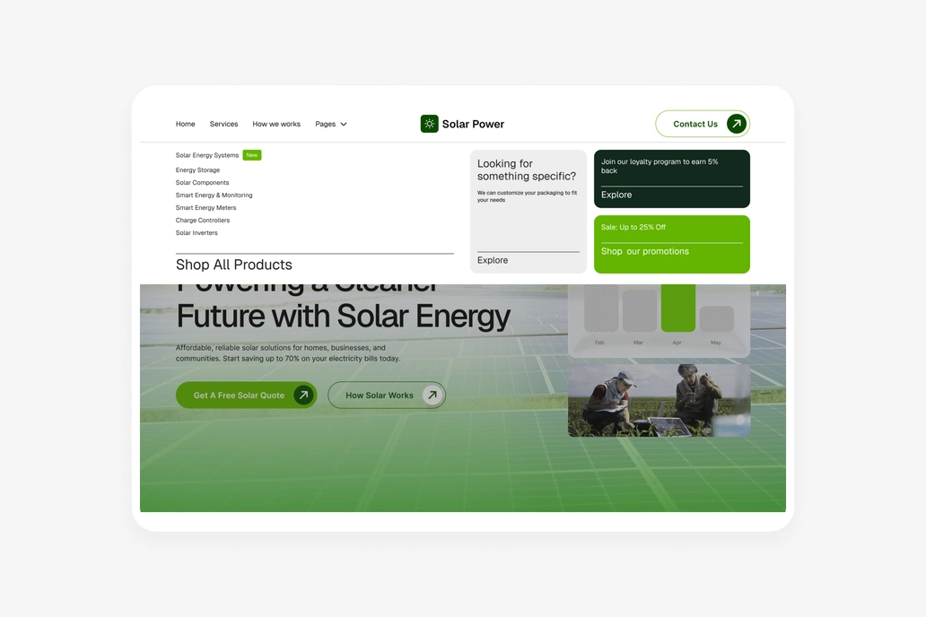 Solar Power - Mega Dropdown Menu