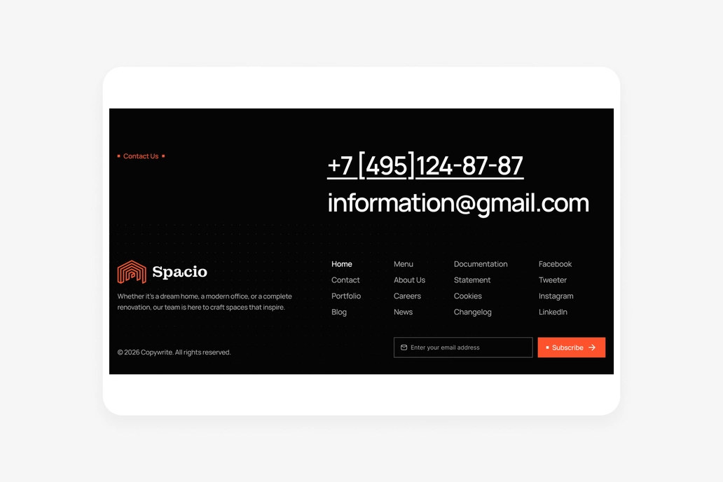 Spacio - Footer
