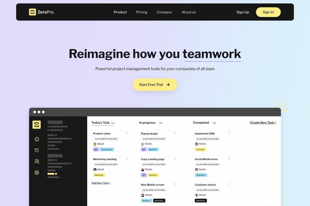 Task Management Landing Page  - 1