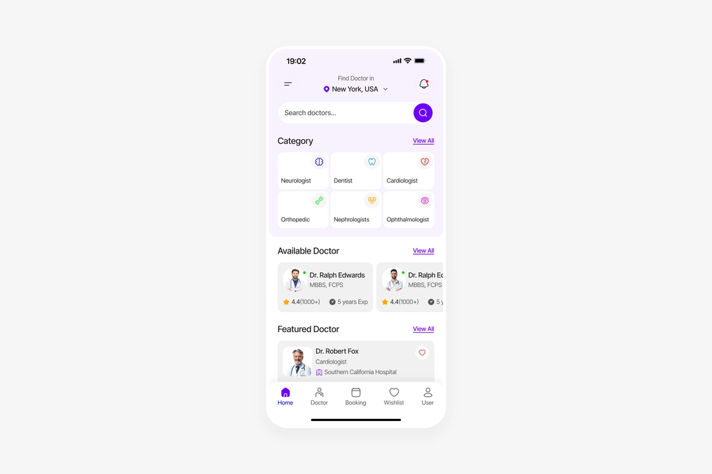 Telemedicine App Home Screen UI