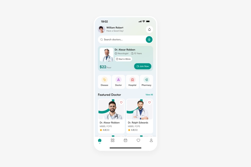 Telemedicine App Home UI