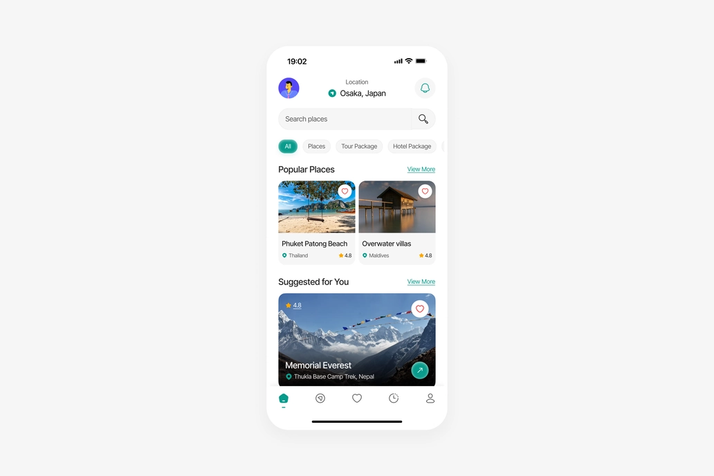 Travel App  Home UI