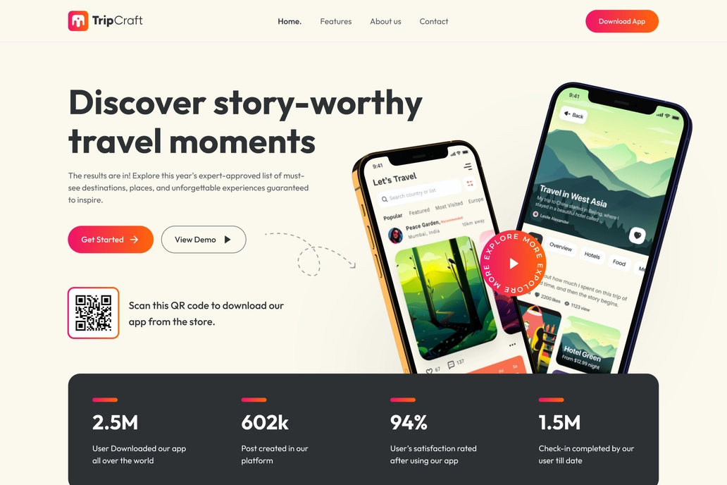 Trip Craft Travel Landing Page