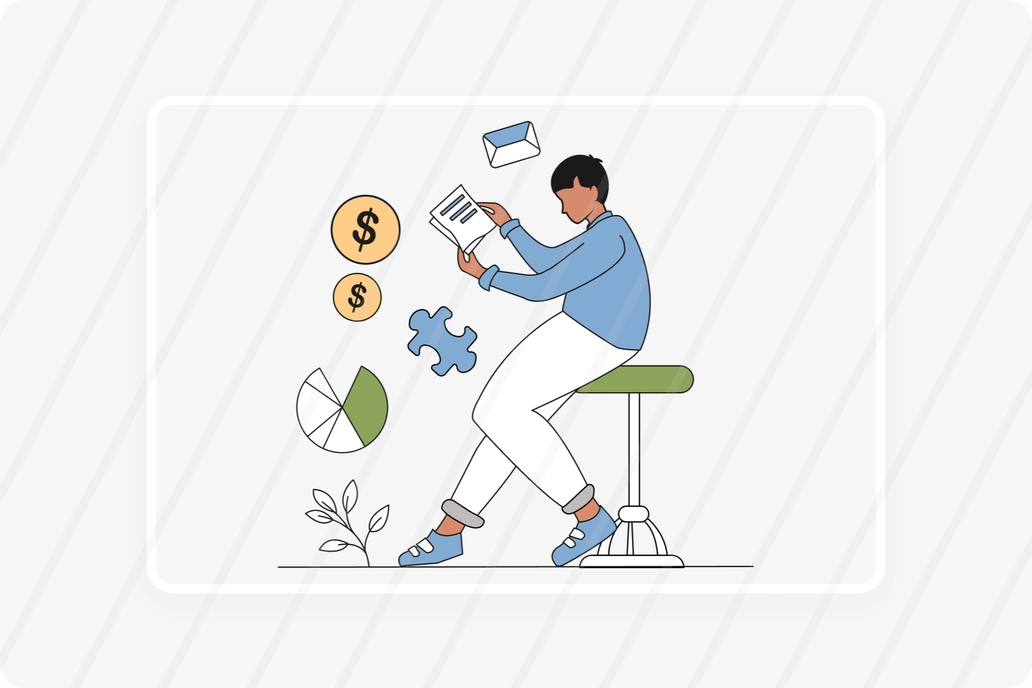 Financial analysis and business reporting workflow illustration  