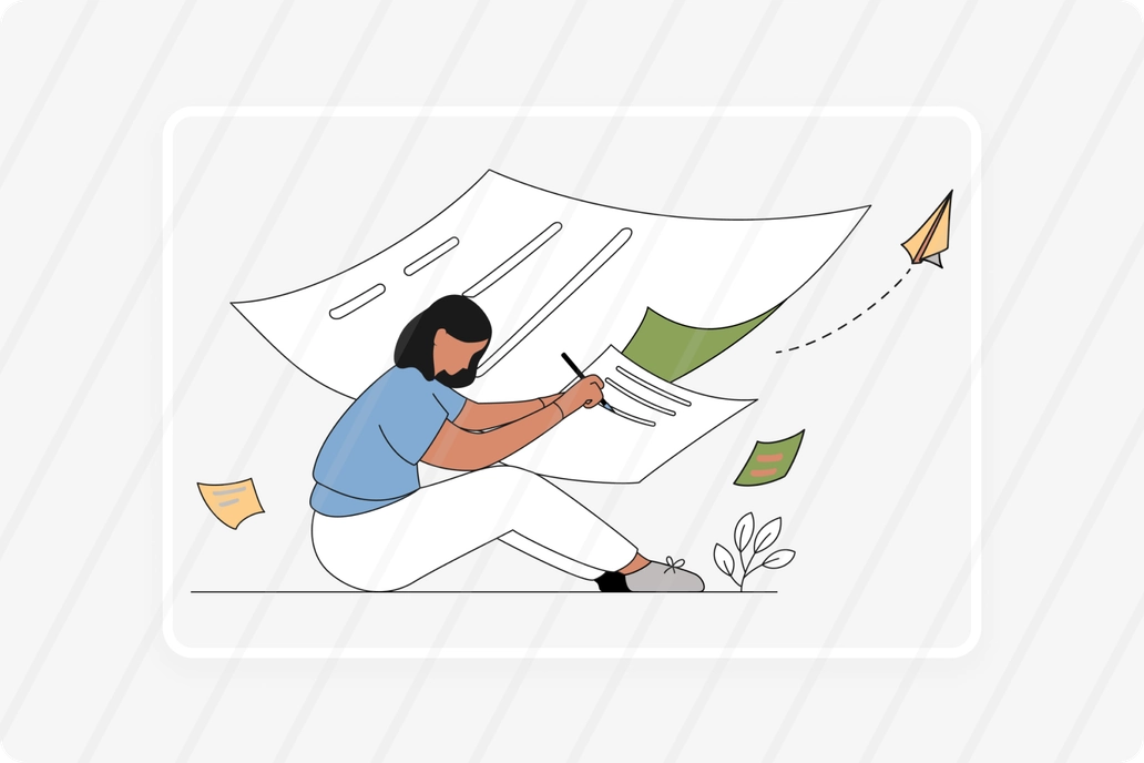 Content author writing creative article concept illustration