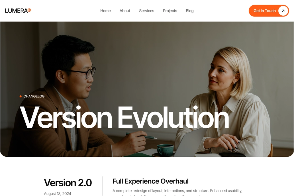Creative Agency Changelog Page UI