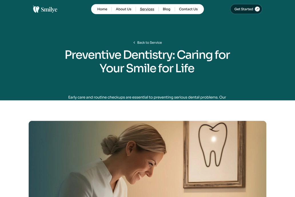 Dental Care Service Details Page UI