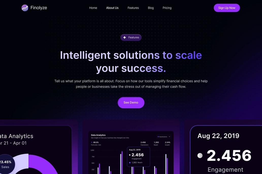 Finance SaaS Features Page UI Design