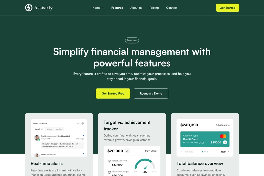 Fintech Saas Feature Page Figma UI Design