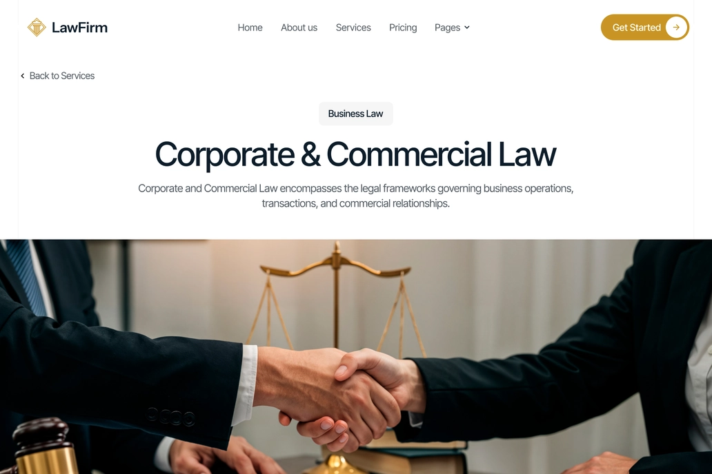 Law Firm Service Details Page UI