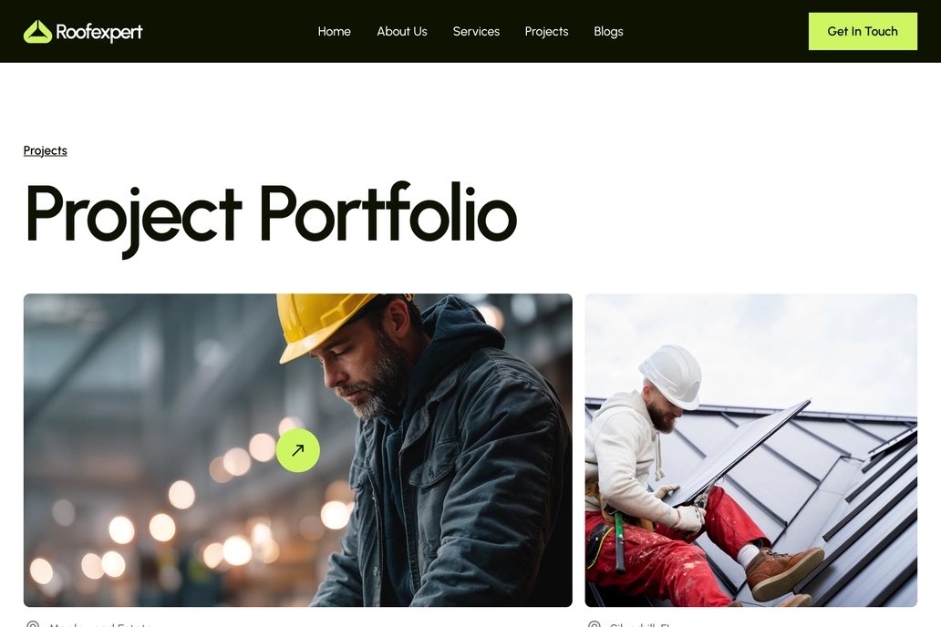 Portfolio Project Page UI