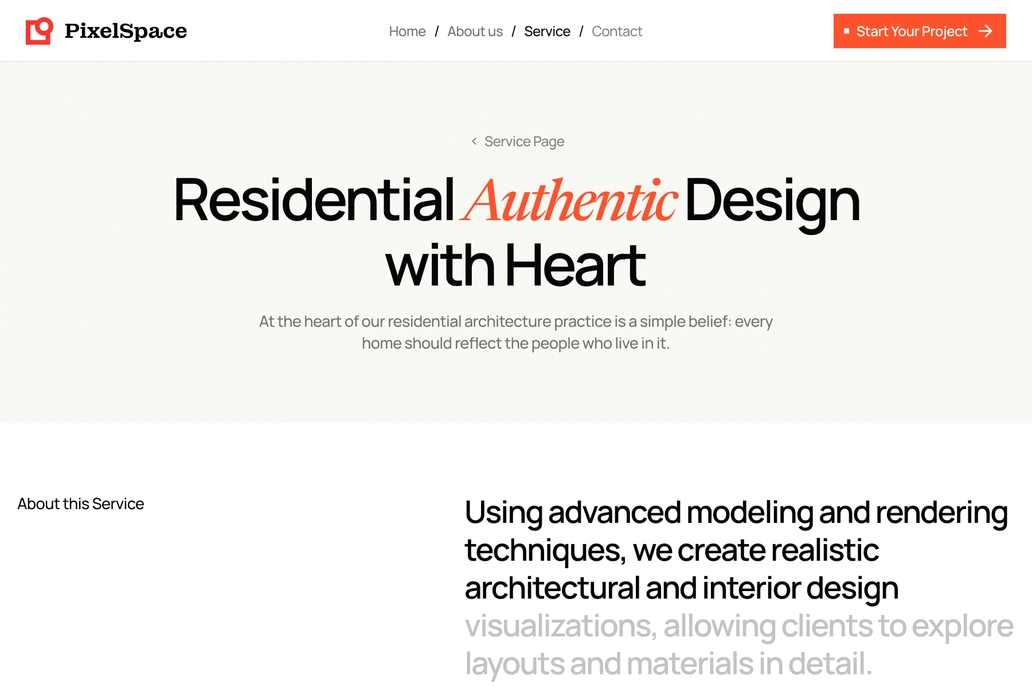 Real Estate Service Details Page UI