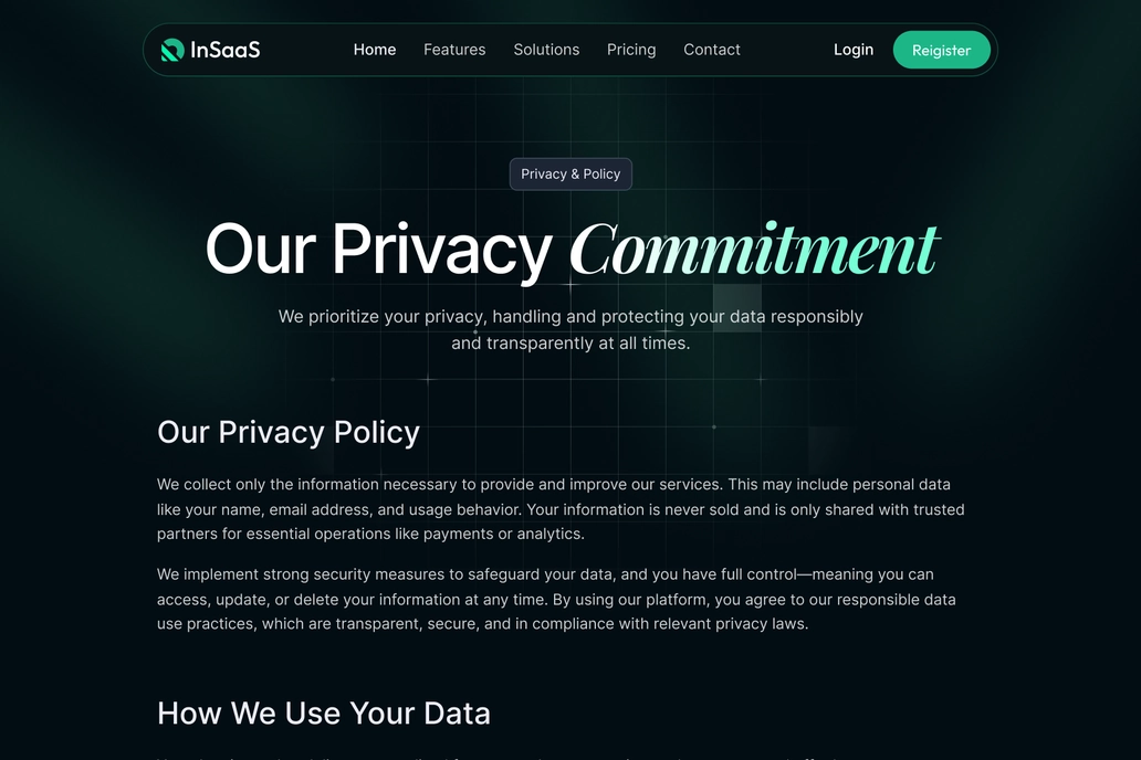 SaaS Privacy Page UI