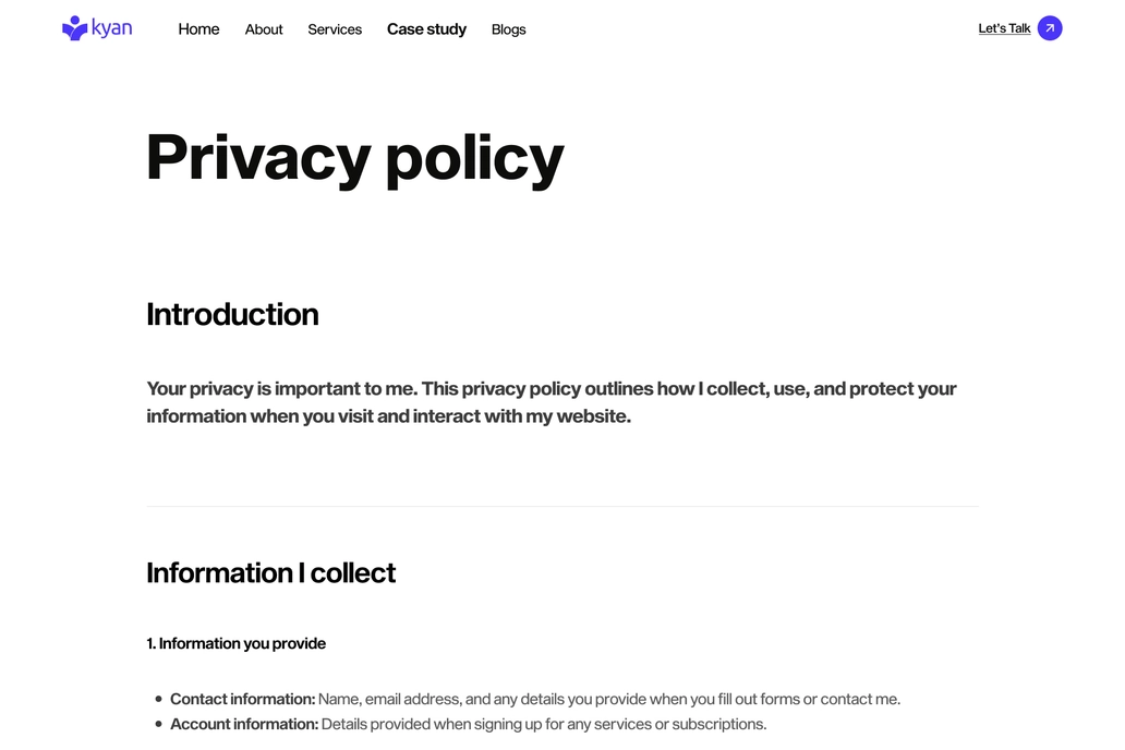SaaS Privacy Page UI