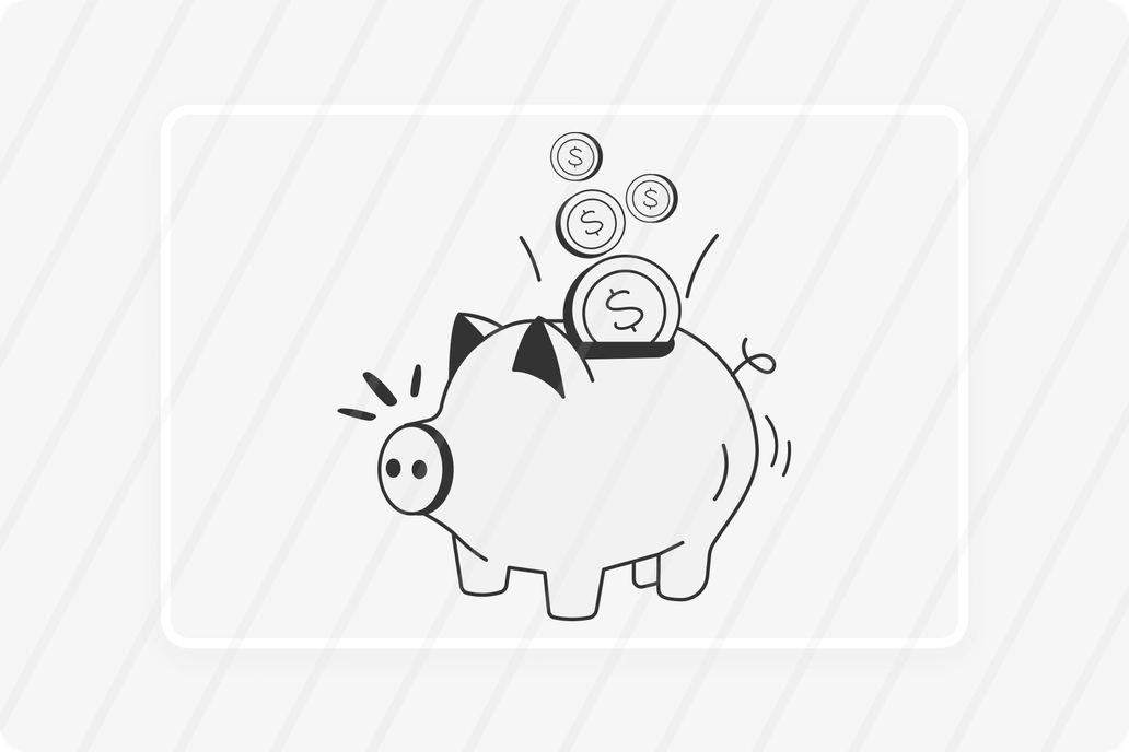 Saving money in piggy bank concept illustration