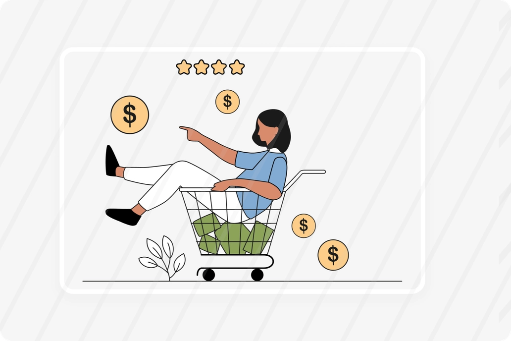 Smart Shopping, Savings, and Customer Satisfaction Concept Illustration