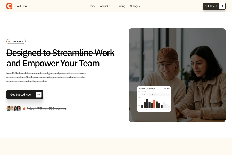 Startup Project Page UI