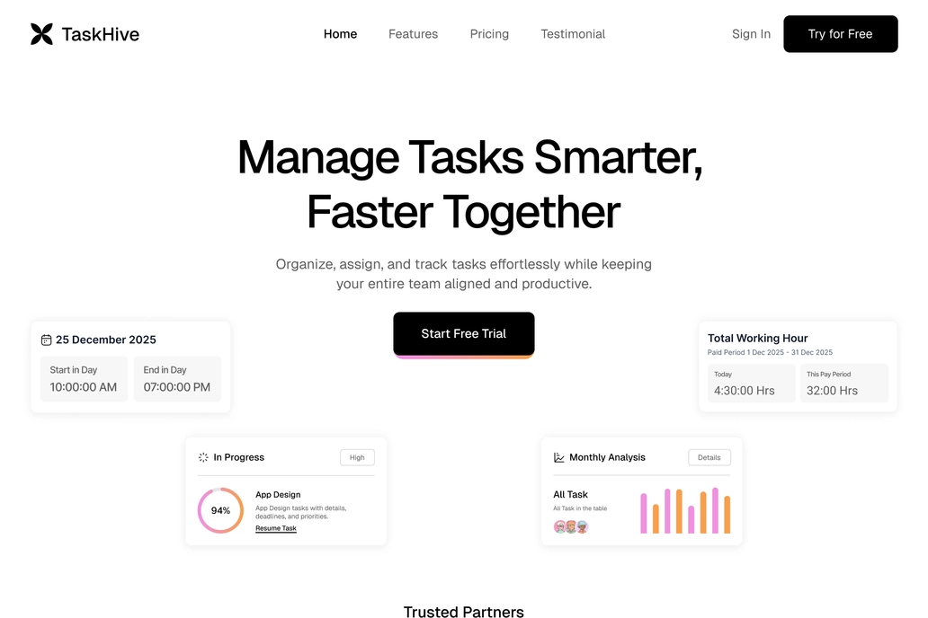 Task Management SaaS Features Page UI Design