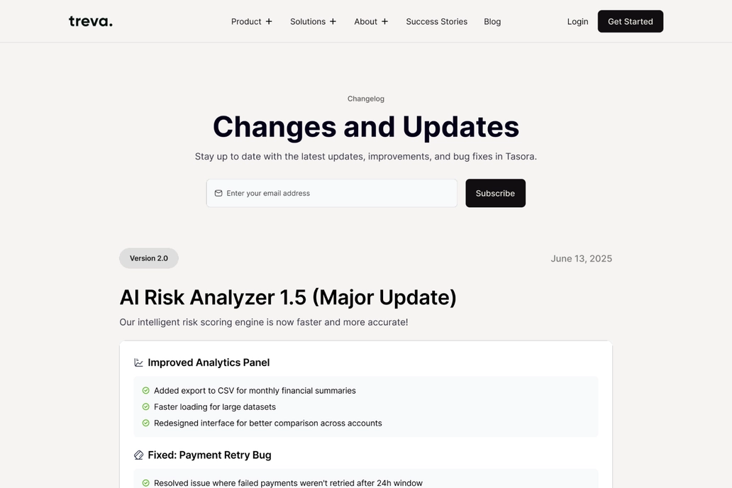Changelog Page UI Design