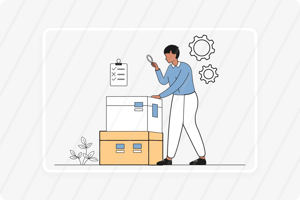 Warehouse Quality Inspection and Process Optimization Concept Illustration