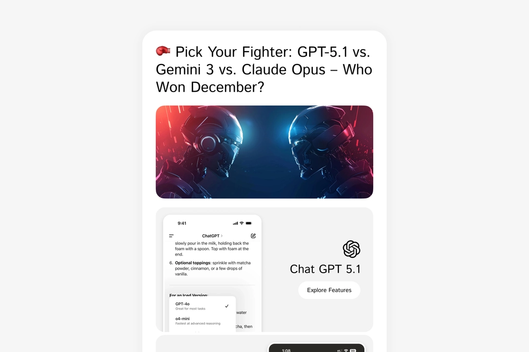 AI Product Features Comparison Email Template UI