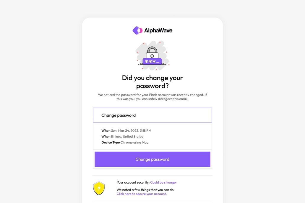 Change Password Email Template UI