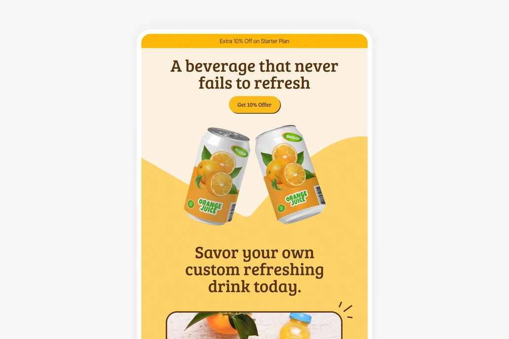 Cold Drinks Promotional Email Template UI